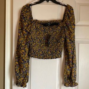 Lulu’s smocked floral cropped top